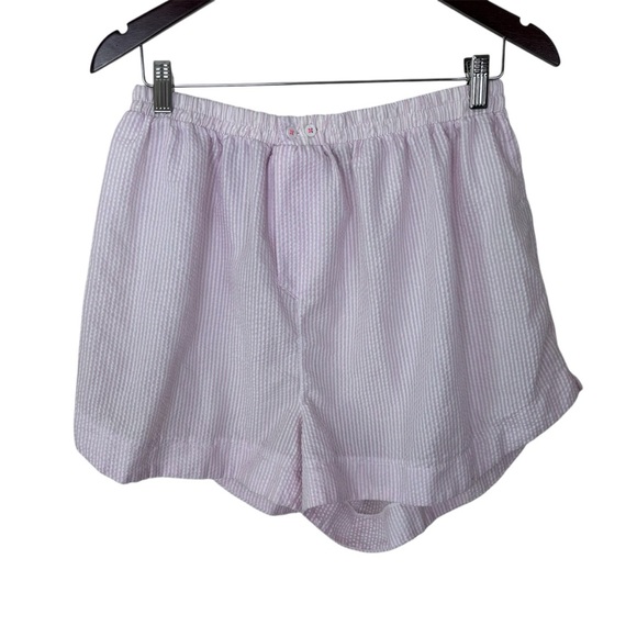 Free People Intimately Cloud Nine Boxer Shorts Striped Seersucker Pink Size L - Picture 1 of 8